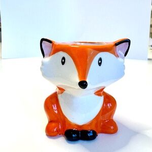 Charming Orange Fox Ceramic Planter for a Small Plant or Succulent 🪴